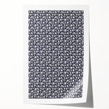 Elegant Art Deco Floral Pattern - White Flowers on Deep Navy Background