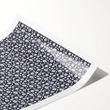 Elegant Art Deco Floral Pattern - White Flowers on Deep Navy Background