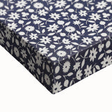 Elegant Art Deco Floral Pattern - White Flowers on Deep Navy Background