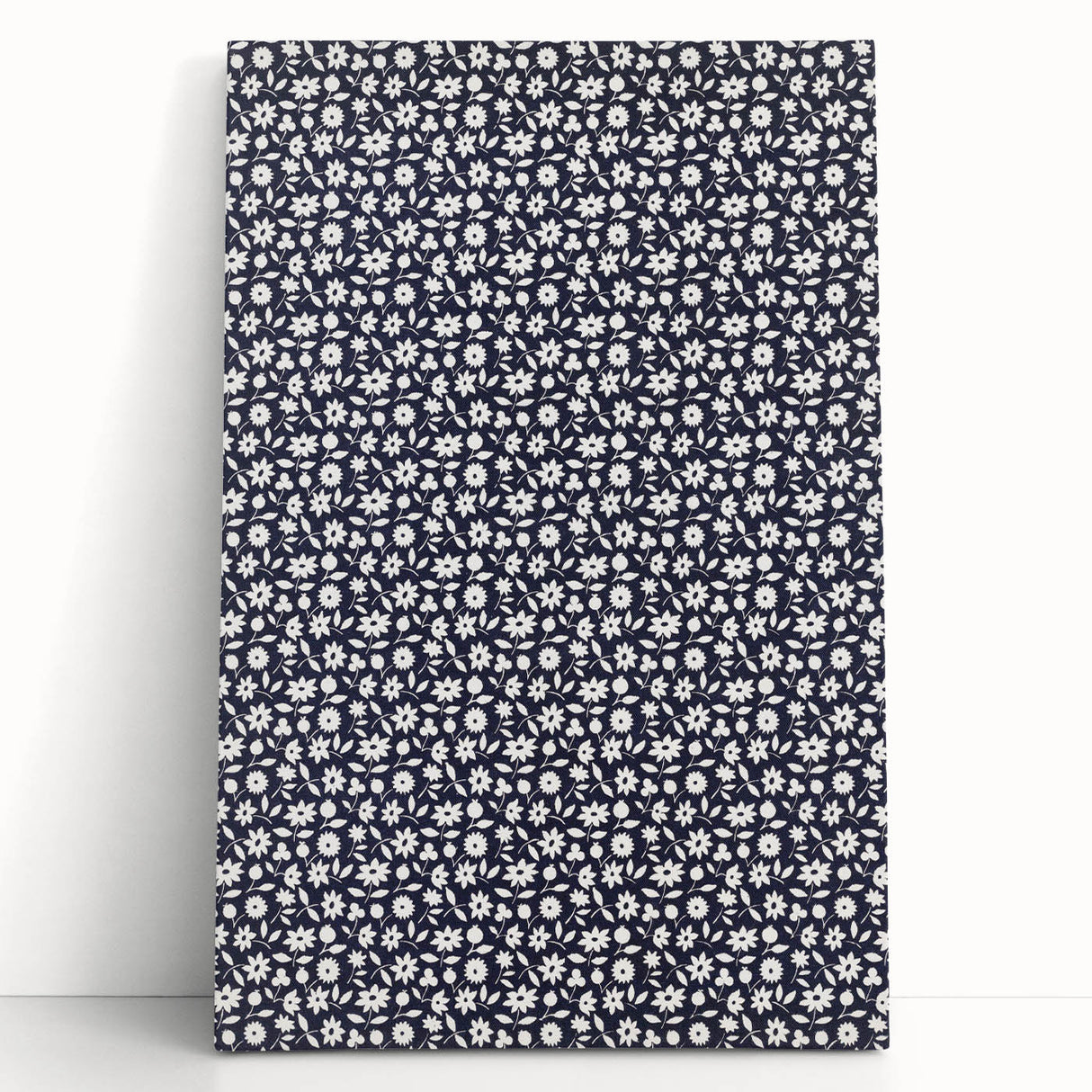 Elegant Art Deco Floral Pattern - White Flowers on Deep Navy Background