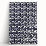 Elegant Art Deco Floral Pattern - White Flowers on Deep Navy Background