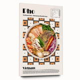 Large abstract wall art of assorted food dishes in vibrant colors on acrylic glass, ideal for dining room or bedroom decor.