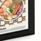 Extra large framed canvas featuring a close-up of colorful, textured food dishes on a black background.