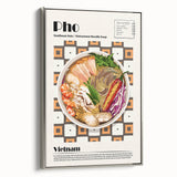 Framed canvas featuring a vintage poster of colorful landscape art paintings, ideal for dining room decor.