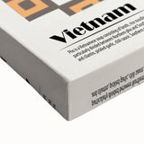 Large art of black and white landscape painting on stretched canvas, featuring diverse food dishes.