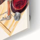 Large abstract wall art featuring swirling patterns in orange and teal on acrylic glass, suited for dining room ambiance.