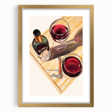 Textured abstract art print in warm hues on a framed canvas, ideal for bedroom wall decor.