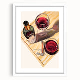 Abstract art print featuring swirling patterns in muted earth tones, framed with a white mat, ideal for dining room decor.