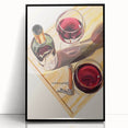 Large abstract wall art featuring mid-century modernist style in vibrant, contrasting colors on a framed acrylic panel.
