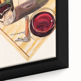 Extra large black wall art featuring colorful, textured depictions of various foods and drinks on a framed canvas.