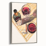 Landscape art painting featuring a vintage poster design on a framed canvas.