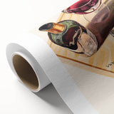 Art Deco style poster featuring colorful geometric shapes on rolled canvas, suitable for dining room decor.