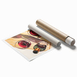 Extra large rolled print featuring a floral art design in pastel shades.