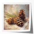 Festive Canvas Art - Rustic Pinecones Winter Scene Holiday Wall Print