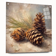 Festive Canvas Art - Rustic Pinecones Winter Scene Holiday Wall Print