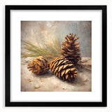 Festive Canvas Art - Rustic Pinecones Winter Scene Holiday Wall Print