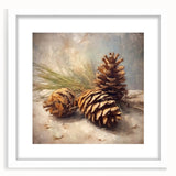 Festive Canvas Art - Rustic Pinecones Winter Scene Holiday Wall Print