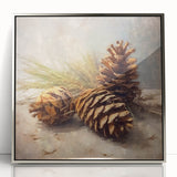 Festive Canvas Art - Rustic Pinecones Winter Scene Holiday Wall Print