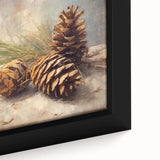 Festive Canvas Art - Rustic Pinecones Winter Scene Holiday Wall Print