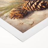 Festive Canvas Art - Rustic Pinecones Winter Scene Holiday Wall Print