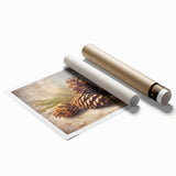 Festive Canvas Art - Rustic Pinecones Winter Scene Holiday Wall Print