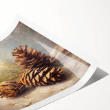 Festive Canvas Art - Rustic Pinecones Winter Scene Holiday Wall Print