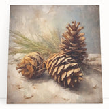 Festive Canvas Art - Rustic Pinecones Winter Scene Holiday Wall Print