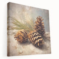 Festive Canvas Art - Rustic Pinecones Winter Scene Holiday Wall Print