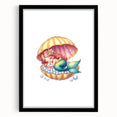 Girls Room Wall Art - Sleeping Mermaid in Seashell Kids Decor
