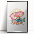 Girls Room Wall Art - Sleeping Mermaid in Seashell Kids Decor
