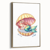 Girls Room Wall Art - Sleeping Mermaid in Seashell Kids Decor