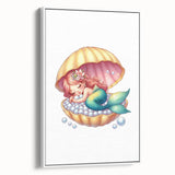 Girls Room Wall Art - Sleeping Mermaid in Seashell Kids Decor