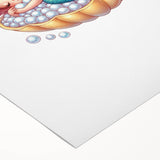 Girls Room Wall Art - Sleeping Mermaid in Seashell Kids Decor