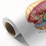 Girls Room Wall Art - Sleeping Mermaid in Seashell Kids Decor