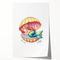 Girls Room Wall Art - Sleeping Mermaid in Seashell Kids Decor
