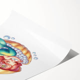 Girls Room Wall Art - Sleeping Mermaid in Seashell Kids Decor