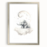 Children’s Wall Art Prints – Elephant Moon Stretched Canvas
