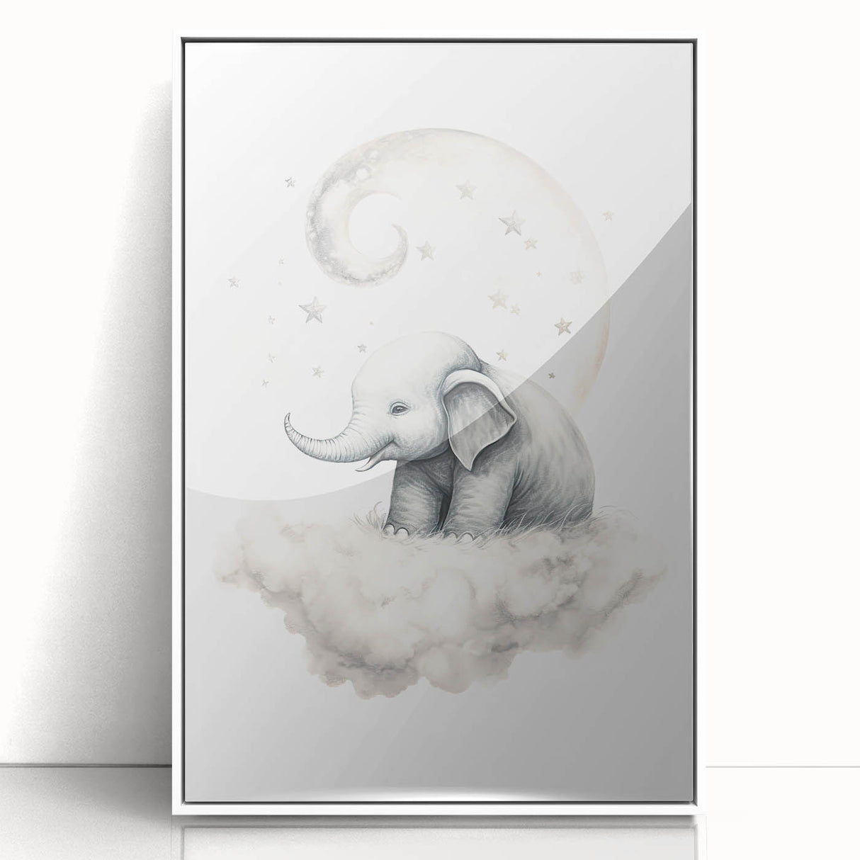 Children’s Wall Art Prints – Elephant Moon Stretched Canvas