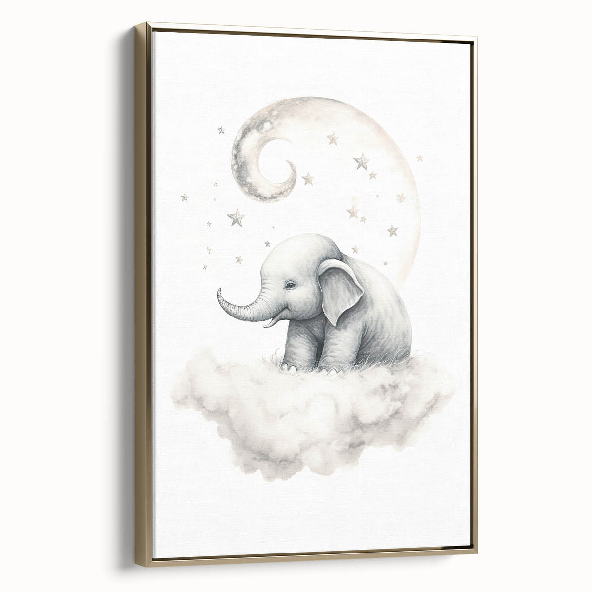 Children’s Wall Art Prints – Elephant Moon Stretched Canvas