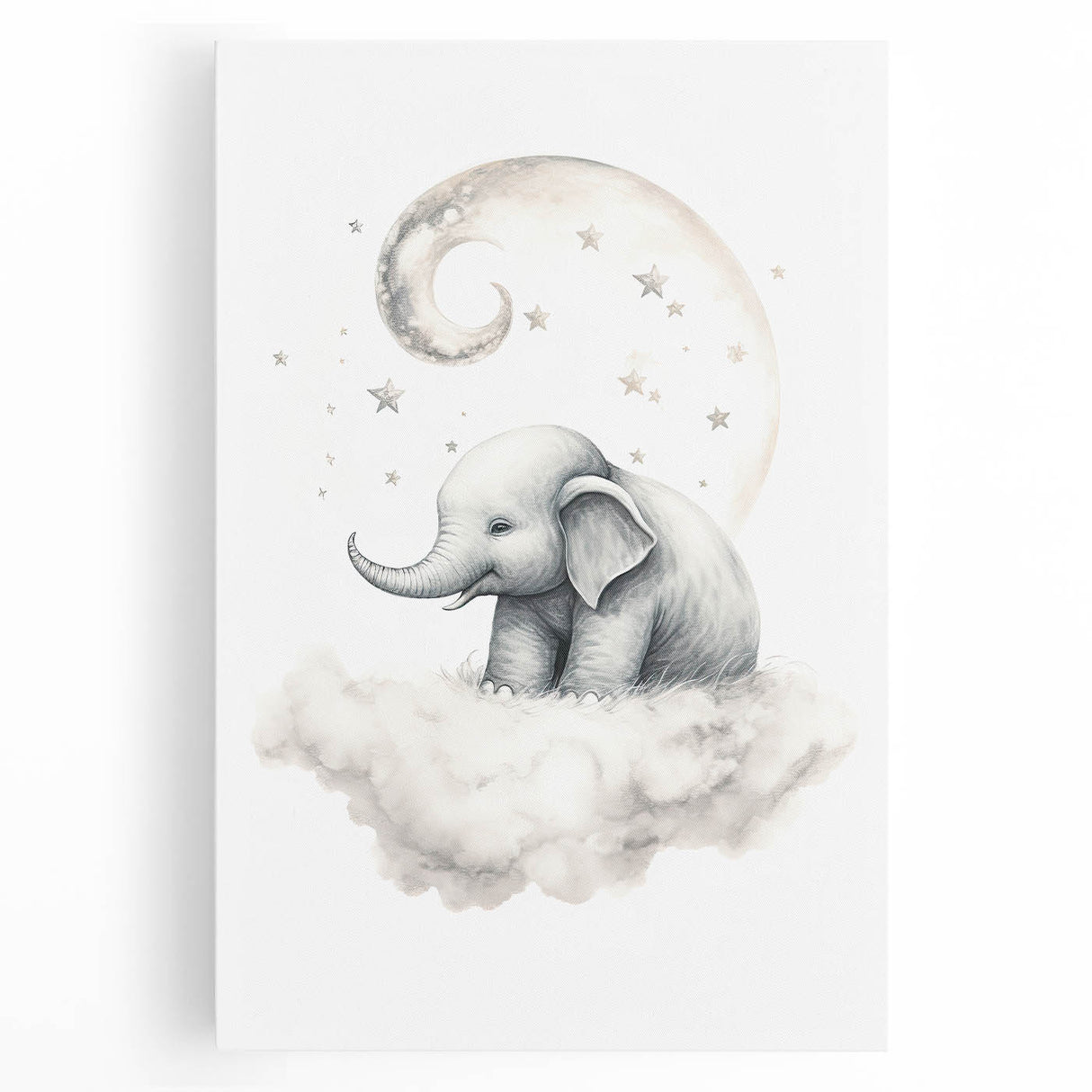 Children’s Wall Art Prints – Elephant Moon Stretched Canvas
