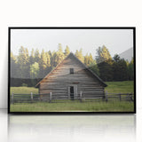 Framed acrylic wall art featuring a landscape design of a rustic barn, showcasing vibrant colors and intricate details, perfect for home decor enhancement.