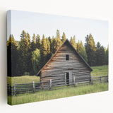 Landscape view of a rustic barn stretched canvas with vibrant colors, showcasing intricate details and textures, perfect for enhancing home decor.