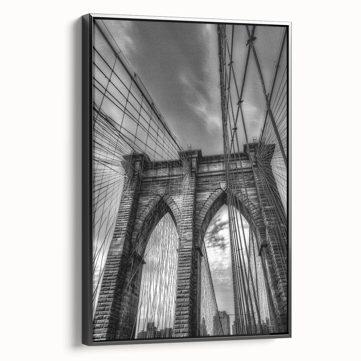 Framed canvas artwork depicting a serene landscape bridge, showcasing vibrant colors and intricate details, perfect for home decor or art enthusiasts.
