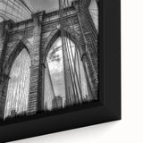 Close-up of a framed canvas artwork showcasing a vibrant landscape bridge scene, highlighting intricate details and rich colors, perfect for home decor enthusiasts.