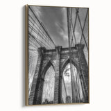 Framed canvas artwork showcasing a golden landscape bridge with intricate details, set against a serene backdrop, perfect for modern home decor enthusiasts.
