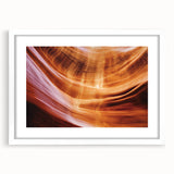 Landscape art print showcasing a stunning canyon view, framed with a white mat for an elegant presentation, ideal for home decor and art enthusiasts.