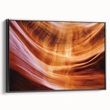Framed canvas artwork depicting a stunning landscape of canyons, featuring rich earthy tones and intricate details, showcased from a black side view. Perfect for enhancing modern home decor.