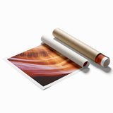Landscape artwork featuring vibrant canyons in warm earth tones, expertly rolled for easy display, showcased in a protective cardboard tube. Ideal for home decor.