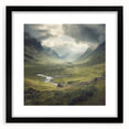 Framed landscape countryside wall art in black frame with matting, showcasing serene rural scenery and vibrant colors, perfect for home decor.