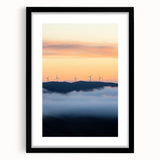 Black framed landscape artwork showcasing a serene countryside scene with lush greenery and rolling hills, ideal for home decor and interior design enhancement.